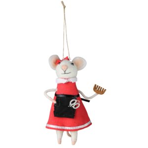 Felt Hairdresser Mouse Ornament Set of 2 by HomArt