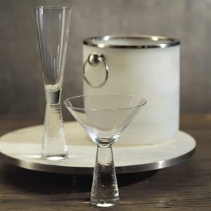 Livogno Champagne Flutes and Martini Glasses with Hammered Stems Set of 4 by Zodax