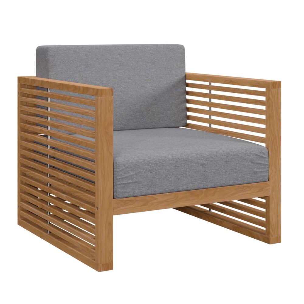 Carlsbad Teak Wood Outdoor Patio Armchair Natural/Gray by Modway
