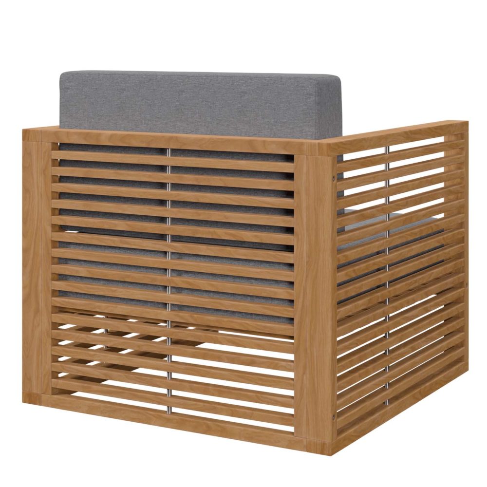 Carlsbad Teak Wood Outdoor Patio Armchair Natural/Gray by Modway - Image 4
