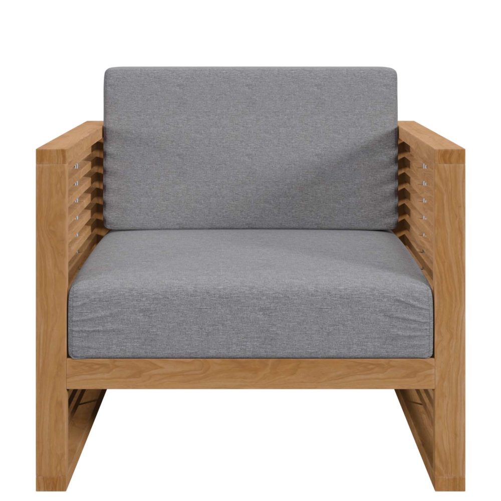 Carlsbad Teak Wood Outdoor Patio Armchair Natural/Gray by Modway - Image 5