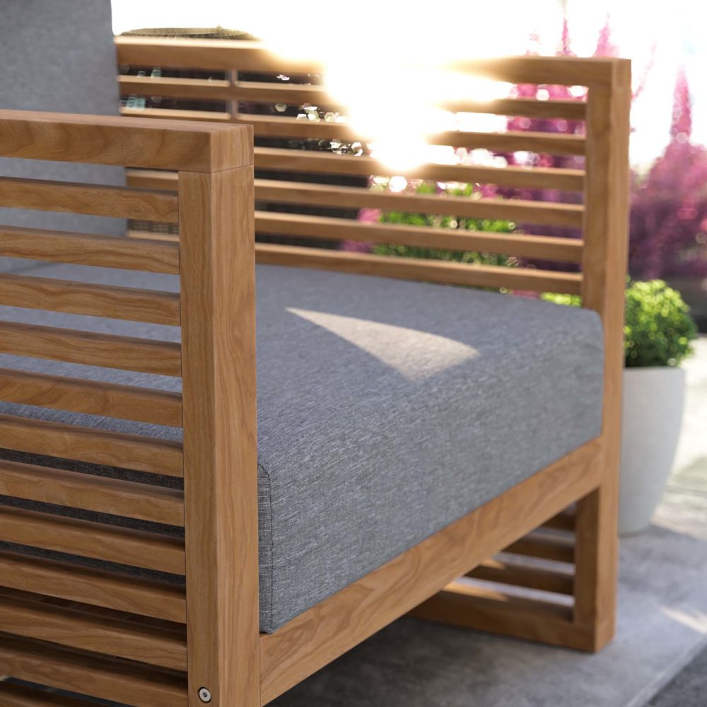 Carlsbad Teak Wood Outdoor Patio Armchair Natural/Gray by Modway - Image 7