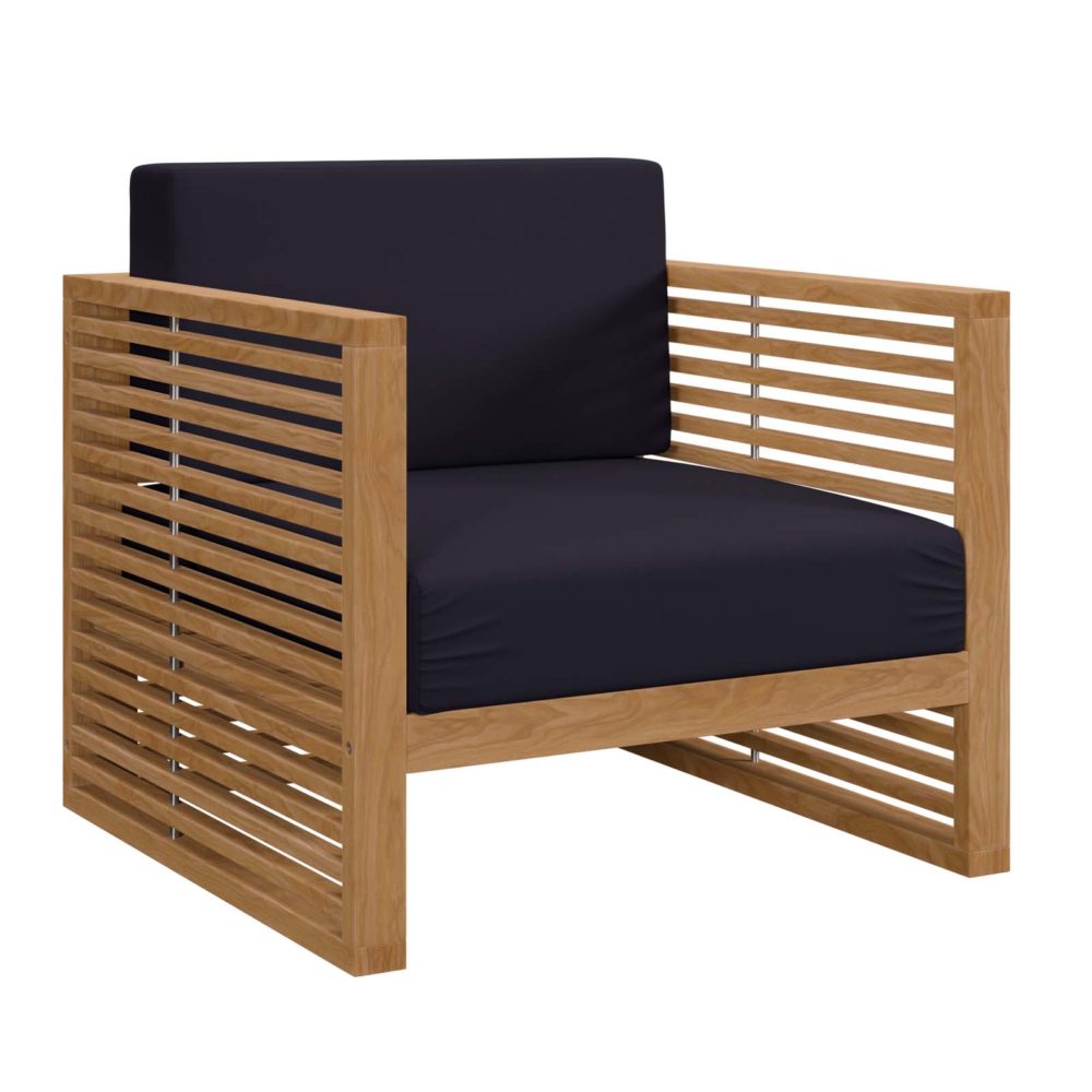 Carlsbad Teak Wood Outdoor Patio Armchair Natural/Navy by Modway