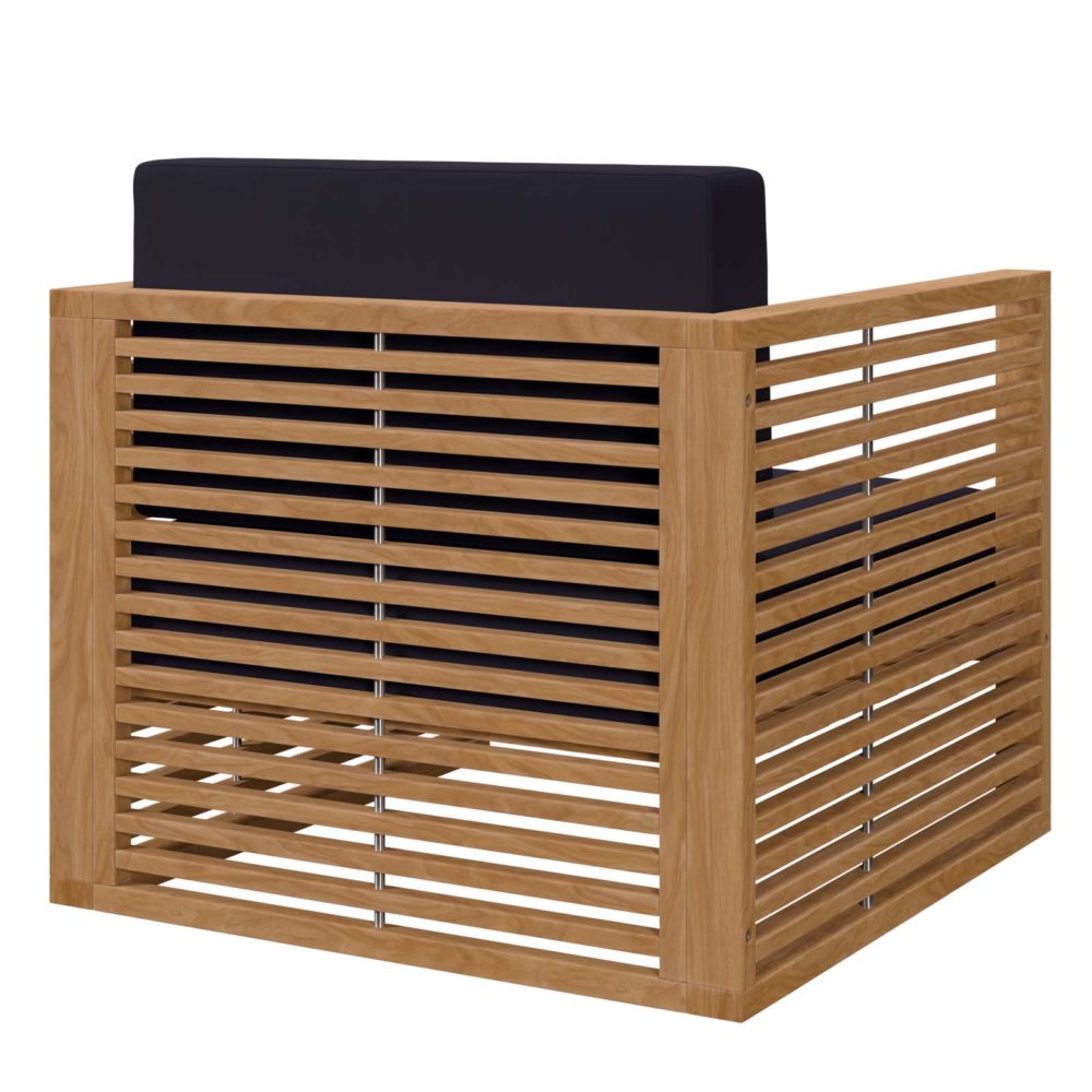 Carlsbad Teak Wood Outdoor Patio Armchair Natural/Navy by Modway - Image 4