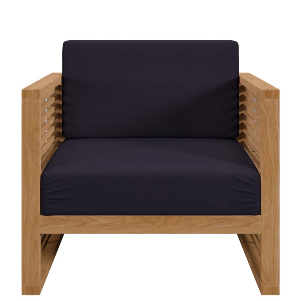 Carlsbad Teak Wood Outdoor Patio Armchair Natural/Navy by Modway - Image 5