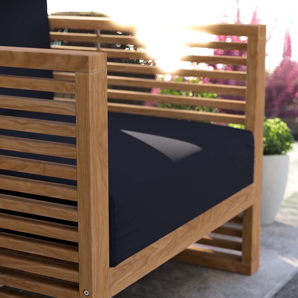 Carlsbad Teak Wood Outdoor Patio Armchair Natural/Navy by Modway - Image 7