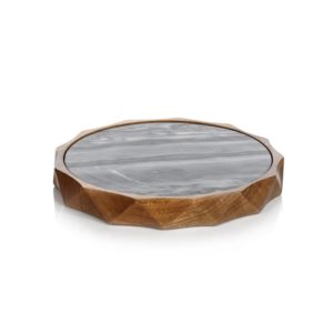 Tiziano Wood & Gray Marble Serving Board by Zodax