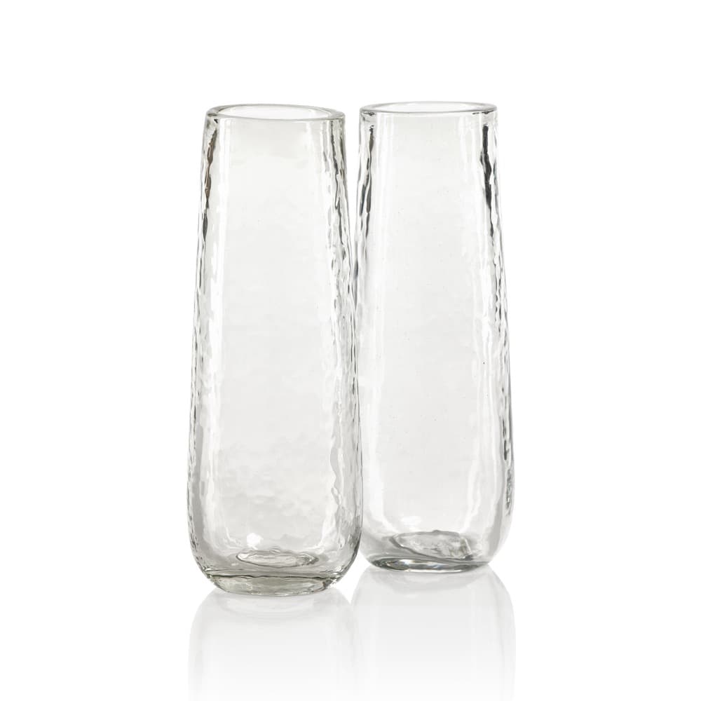 Kaz Hammered Stemless Champagne Flutes Set of 4 by Zodax