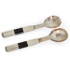 Rory Horn Salad Server Set with Bone Etched Handle by Zodax