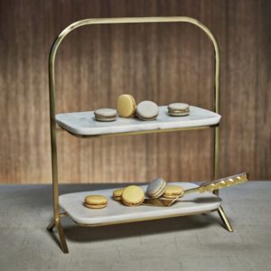 Madeleine Gold and Marble Two-Tier Stand by Zodax