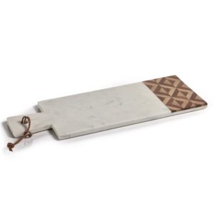 Milan Marble with Chevron Design Wood Cheese Board by Zodax