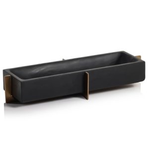 Nairobi Black Marble Tray on Gold Metal Base by Zodax