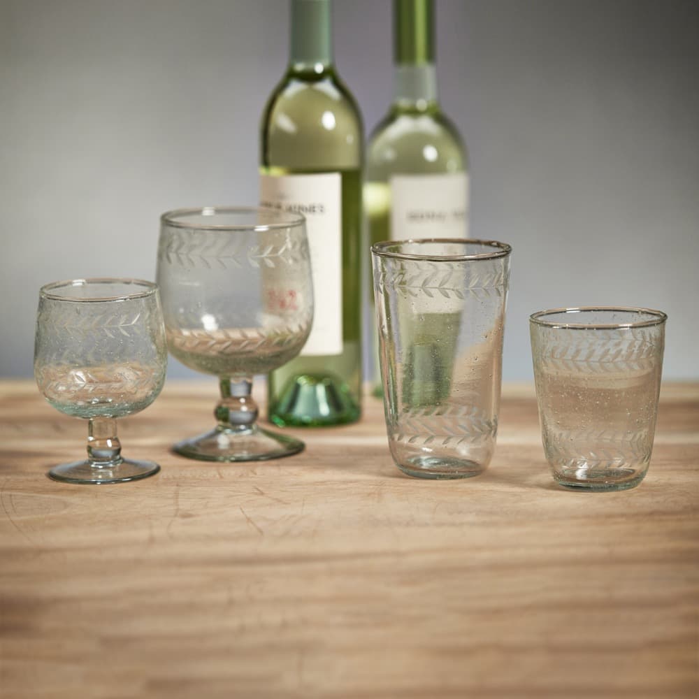 Etched Wine Glass Set and White Wine