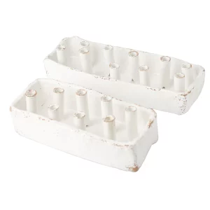 White 10-Hole Ceramic Boat Tulipiere by Abigails