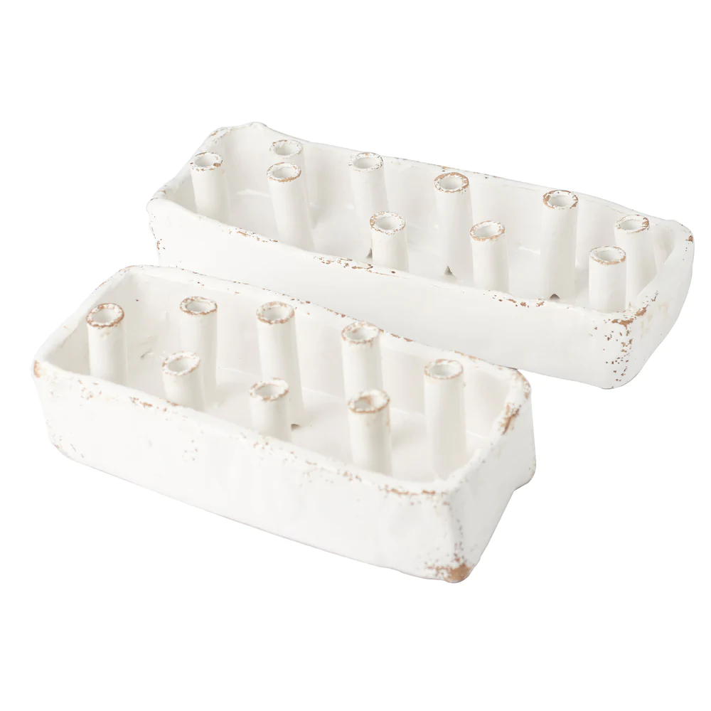 White 8-Hole Ceramic Boat Tulipiere by Abigails - Image 2