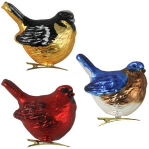 Glass Bird Clip Ornaments Set of 3 by HomArt