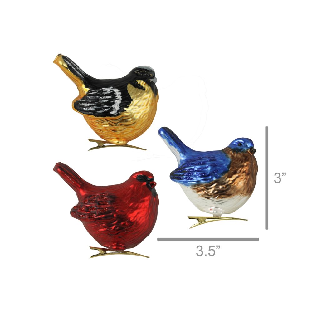 Glass Bird Clip Ornaments Set of 3 by HomArt - Image 5