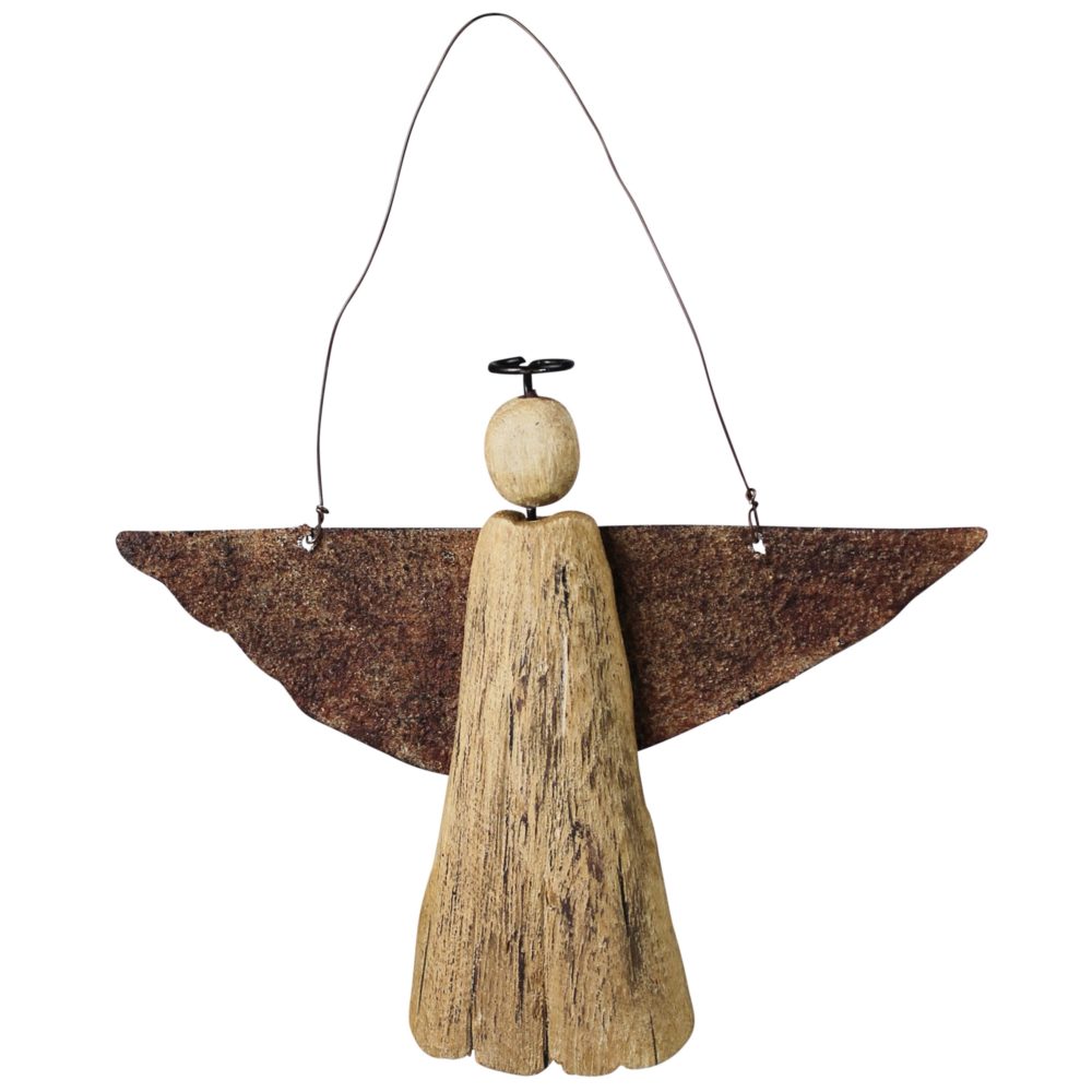 Hanging Wood Angel Ornament Set of 2 by HomArt