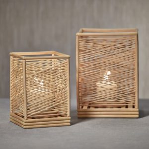 Sagano Bamboo Hurricanes with Crisscross Pattern by Zodax