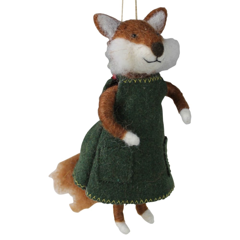 Felt Fox in Coat Ornament Set of 2 by HomArt