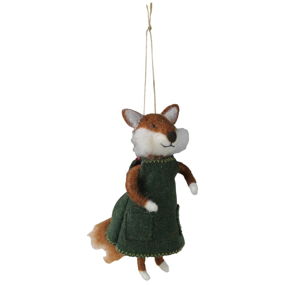 Felt Fox in Coat Ornament Set of 2 by HomArt - Image 2