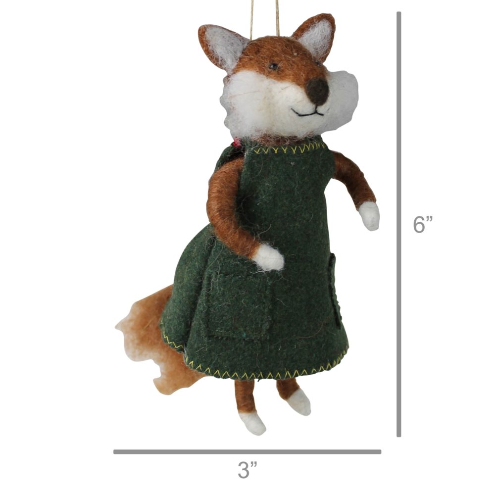 Felt Fox in Coat Ornament Set of 2 by HomArt - Image 3