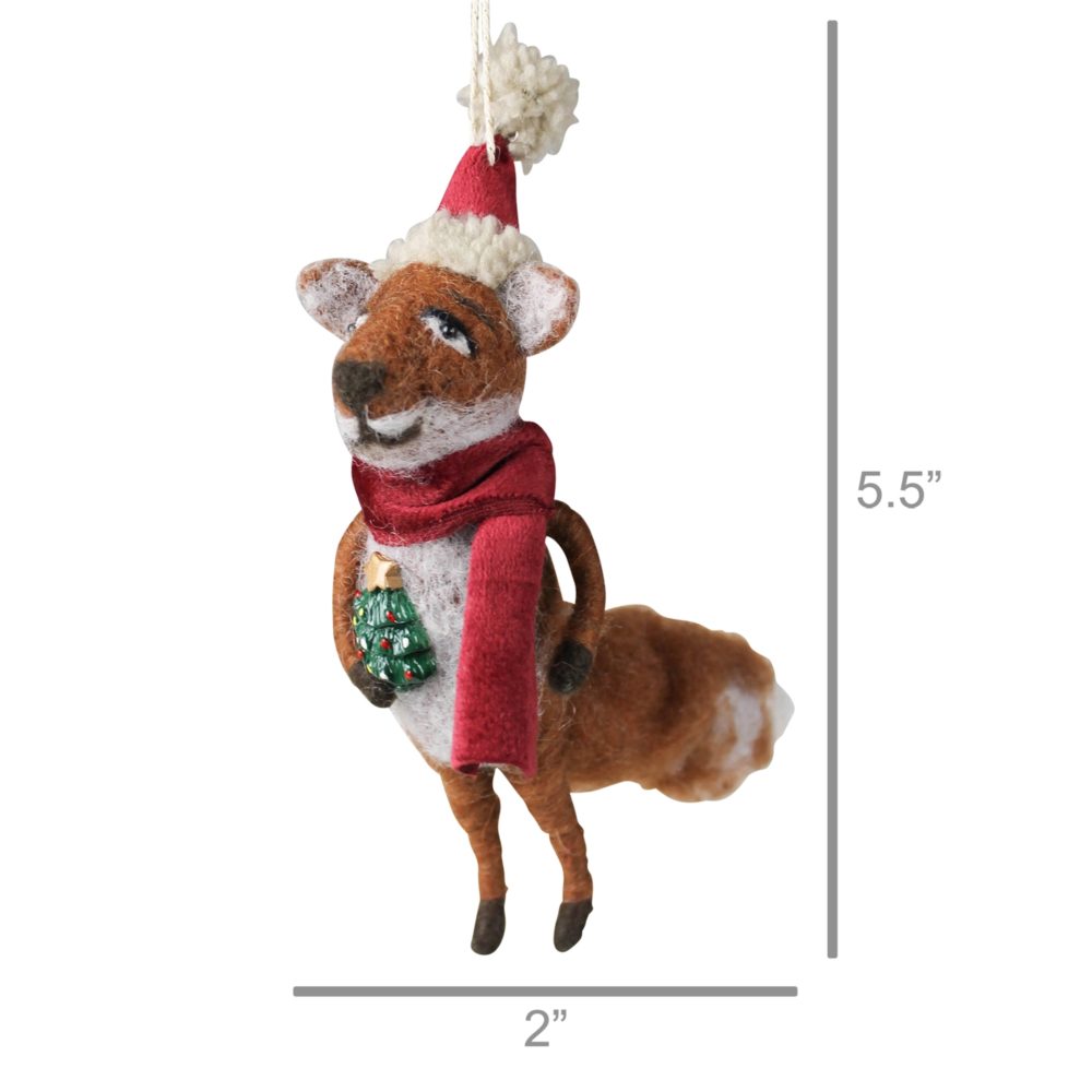 Felt Boy Fox Ornament Set of 2 by HomArt - Image 3