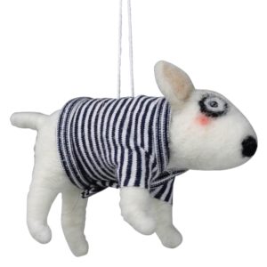 White Felt Dog with Sweater Ornament Set of 2 by HomArt