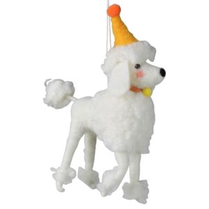 Felt Poodle with Party Hat Ornament Set of 2 by HomArt