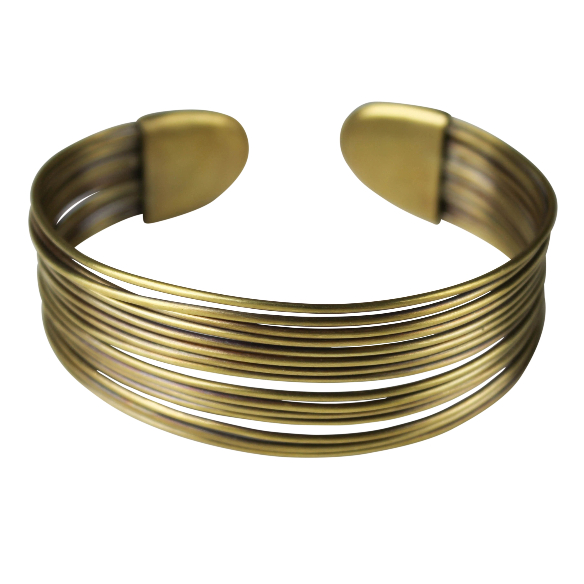 Cuff Brass Bracelet w/ Flattened Ends - Parawire