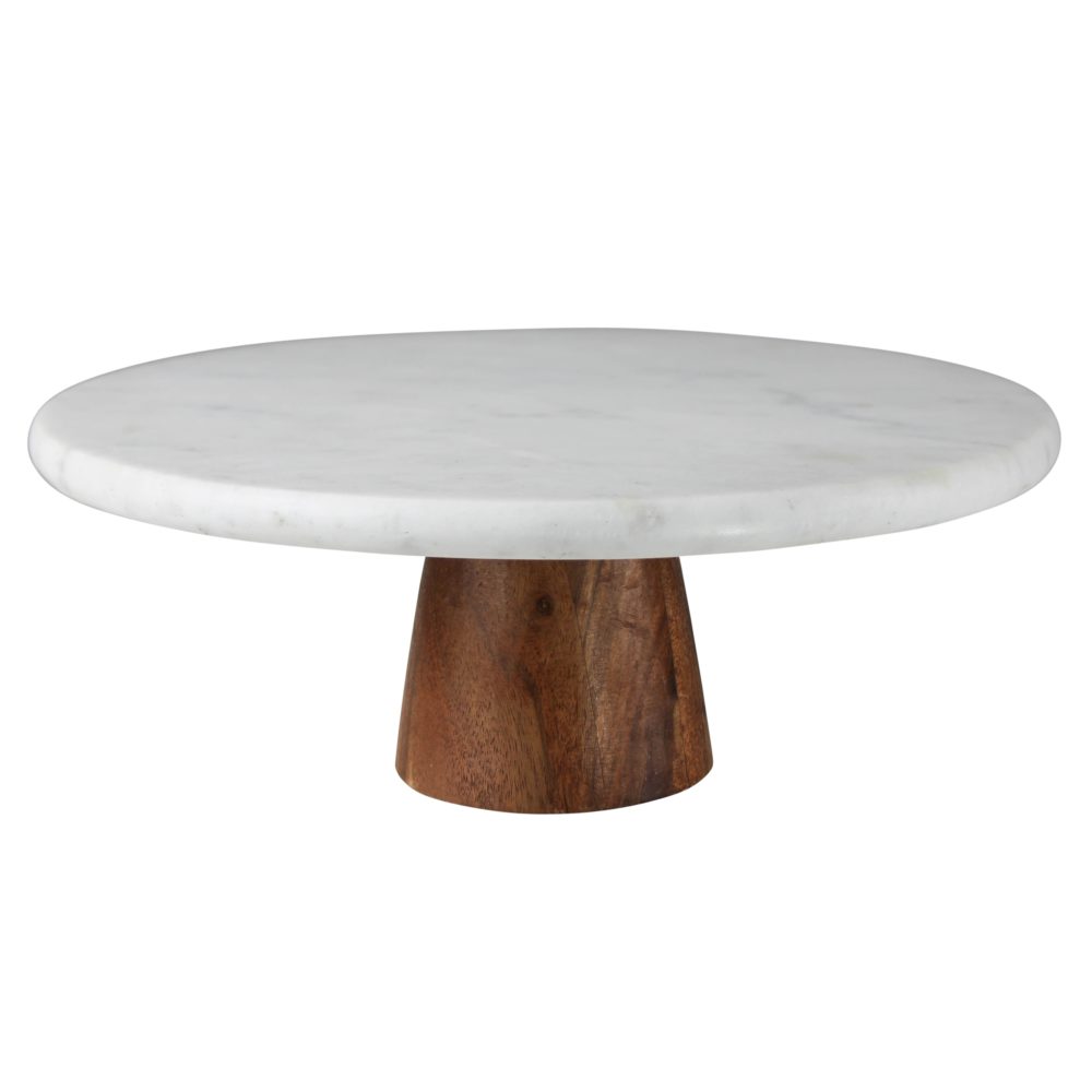 Duel Marble and Wood Cake Pedestal by HomArt
