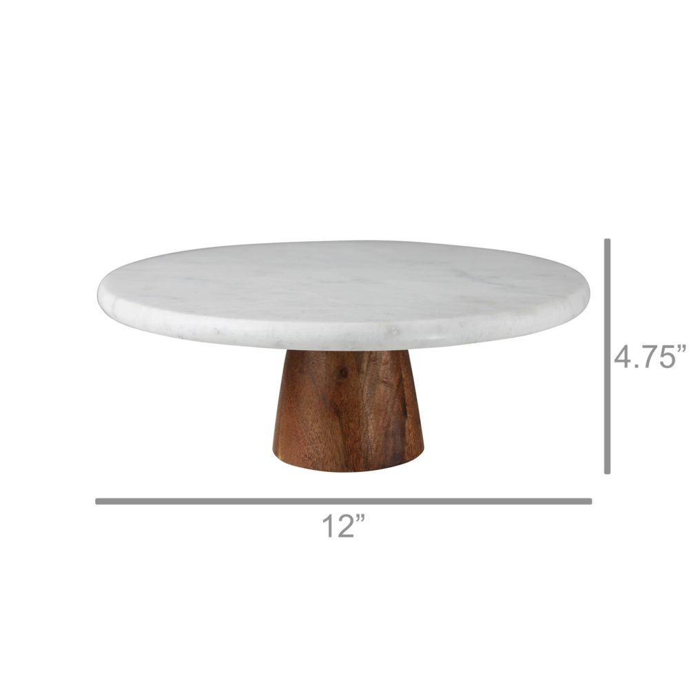 Duel Marble and Wood Cake Pedestal by HomArt - Image 2
