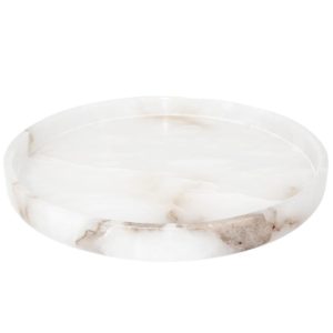 Round White Alabaster Trays by BIDKhome