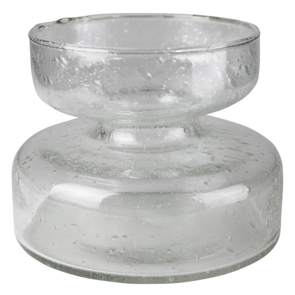 Clear Seeded Glass Bulb Vase by HomArt