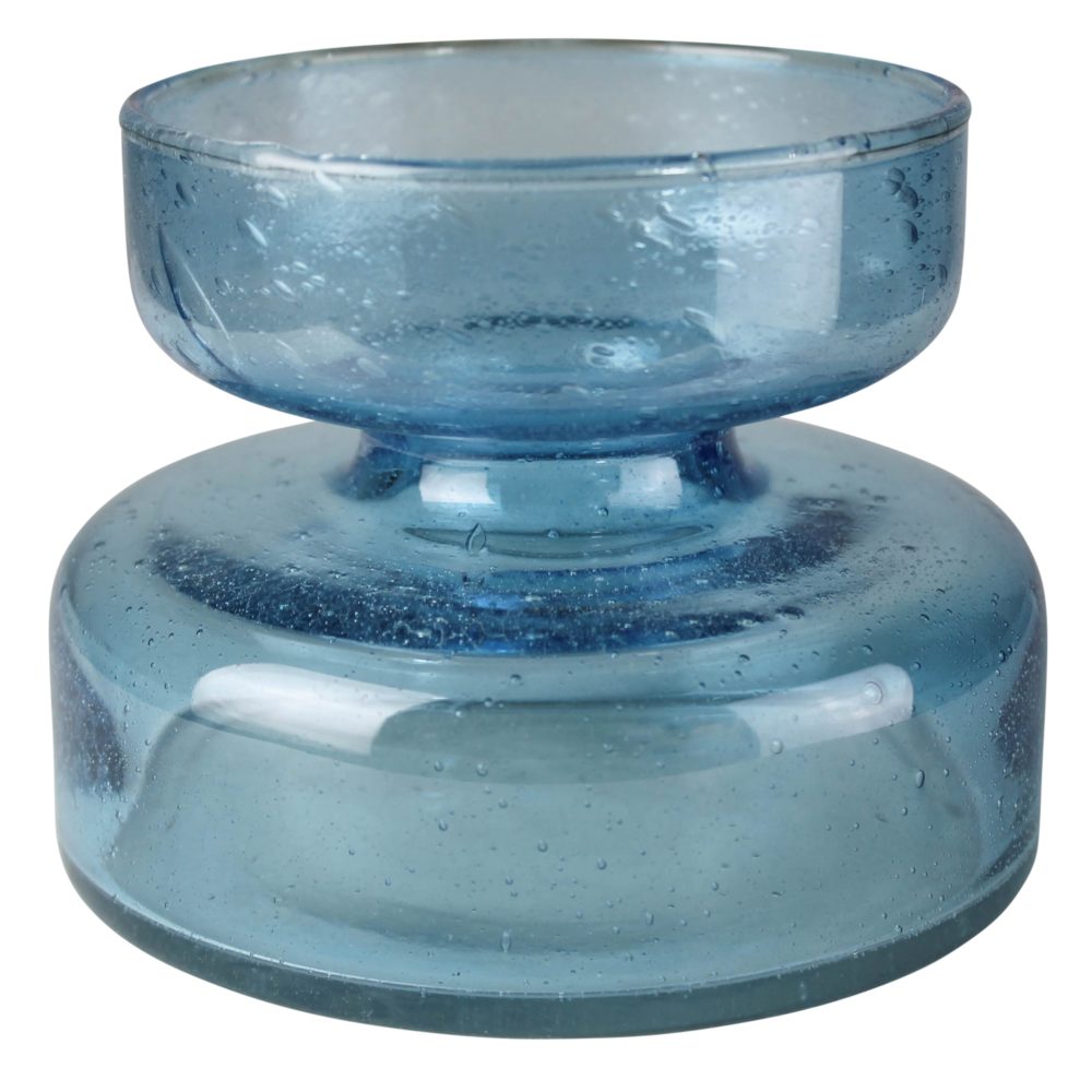 Blue Seeded Glass Bulb Vase by HomArt