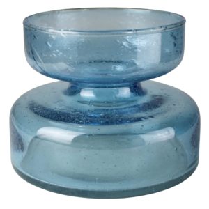 Blue Seeded Glass Bulb Vase by HomArt