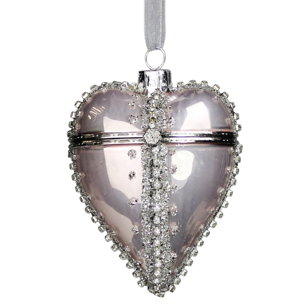 Glass Heart Ornament Set of 2 by HomArt