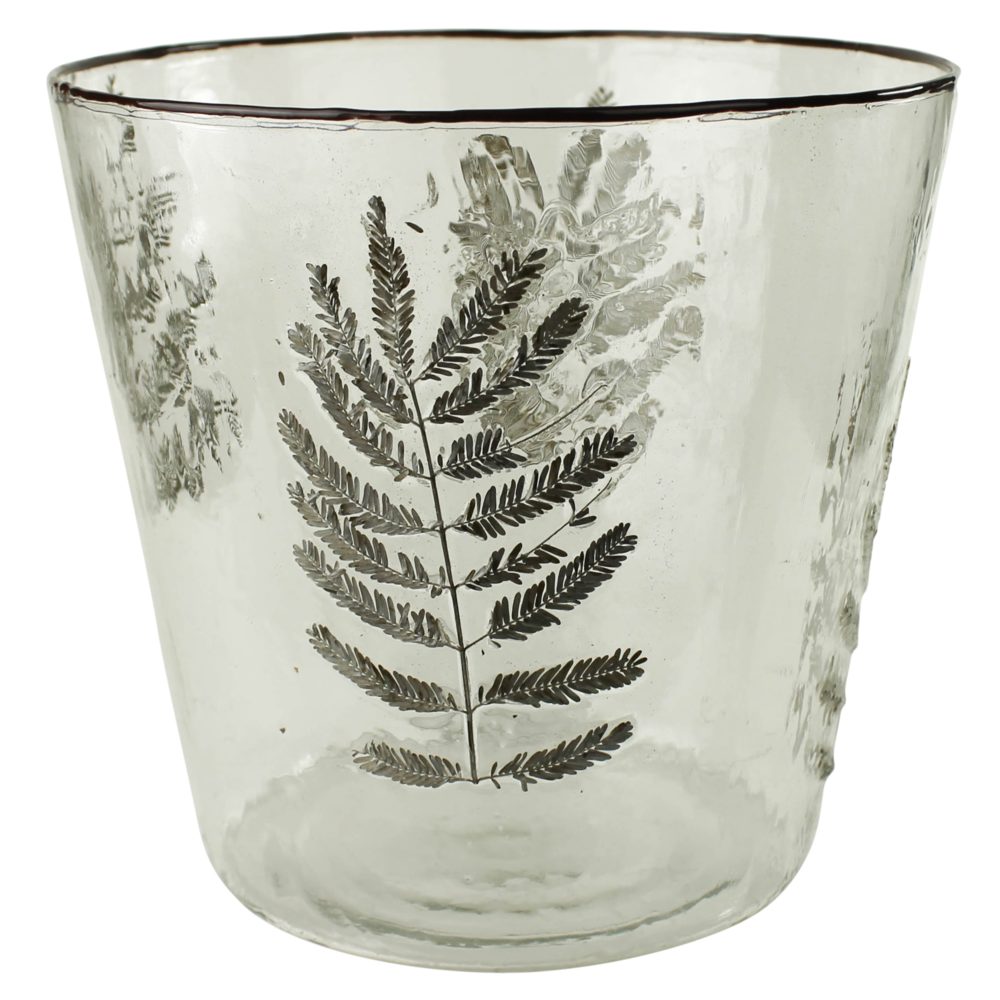 Large Enameled Fern Candle Holder by HomArt