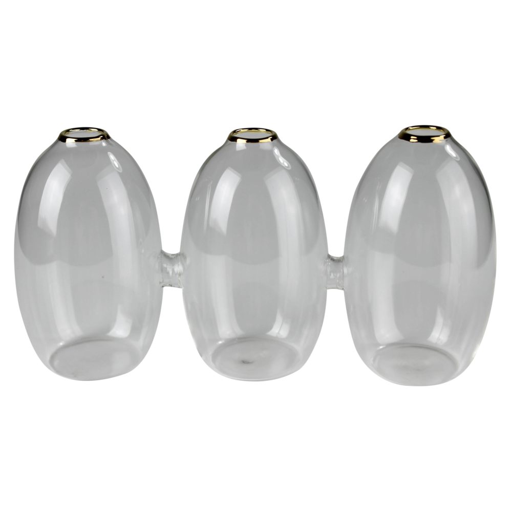 Glass Vase Trio with Gold Rim by HomArt