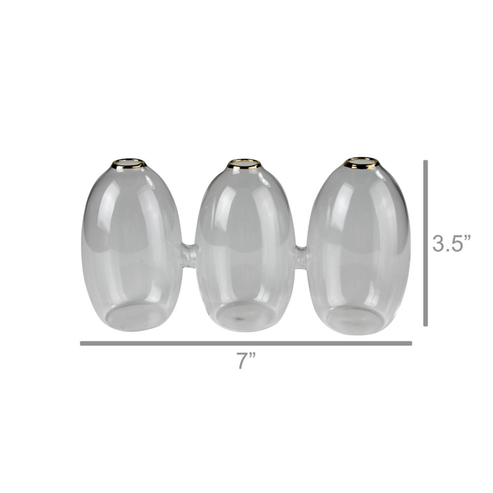 Glass Vase Trio with Gold Rim by HomArt - Image 2