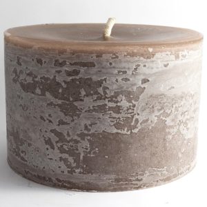 Round Taupe 1 Wick Pillar Candle 9"d x 6"h by BIDKhome