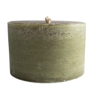 Round Dark Green One-Wick Pillar Candle 9"d x 6"h by BIDKhome