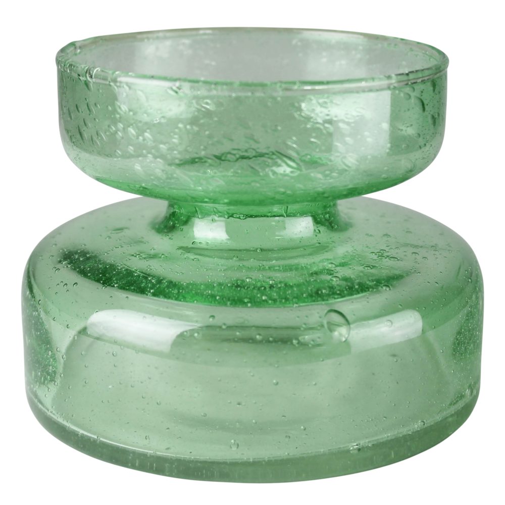 Green Seeded Glass Bulb Vase by HomArt