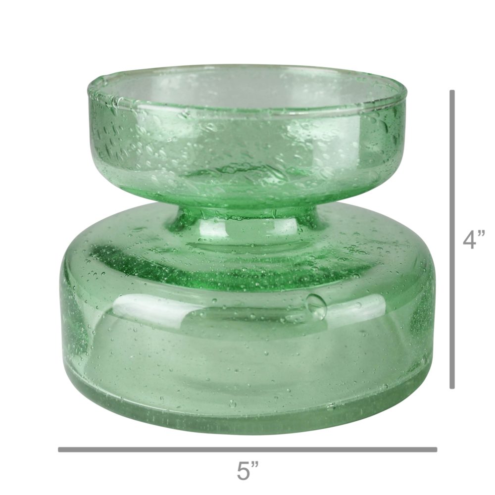 Green Seeded Glass Bulb Vase by HomArt - Image 2
