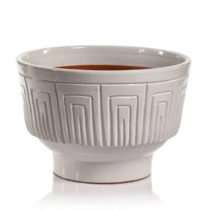 Luna Etched White Ceramic Planter Bowl by Zodax