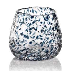 Elodie Glass Vase/Candle Holder with Blue Glass Chips by Zodax