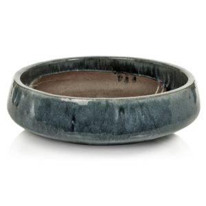Large Umberto Blue-Gray Glazed Stoneware Planter Bowl by Zodax