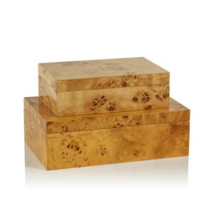Leiden Burl Wood Design Boxes by Zodax