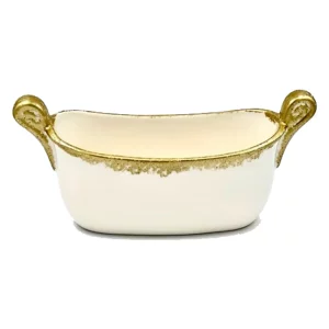 Savoy White and Gold Oval Cachepot by Abigails