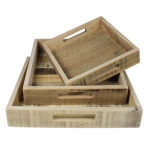 Shaw Square Wood Trays Set of 3 by HomArt